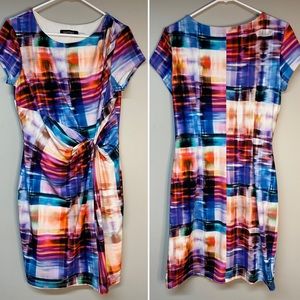 Ellen Tracy Front Twist Dress, multicolored, size 8P